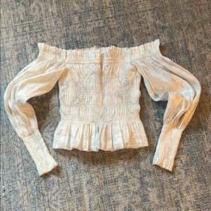 All Saints Off-Shoulder Smocked Top